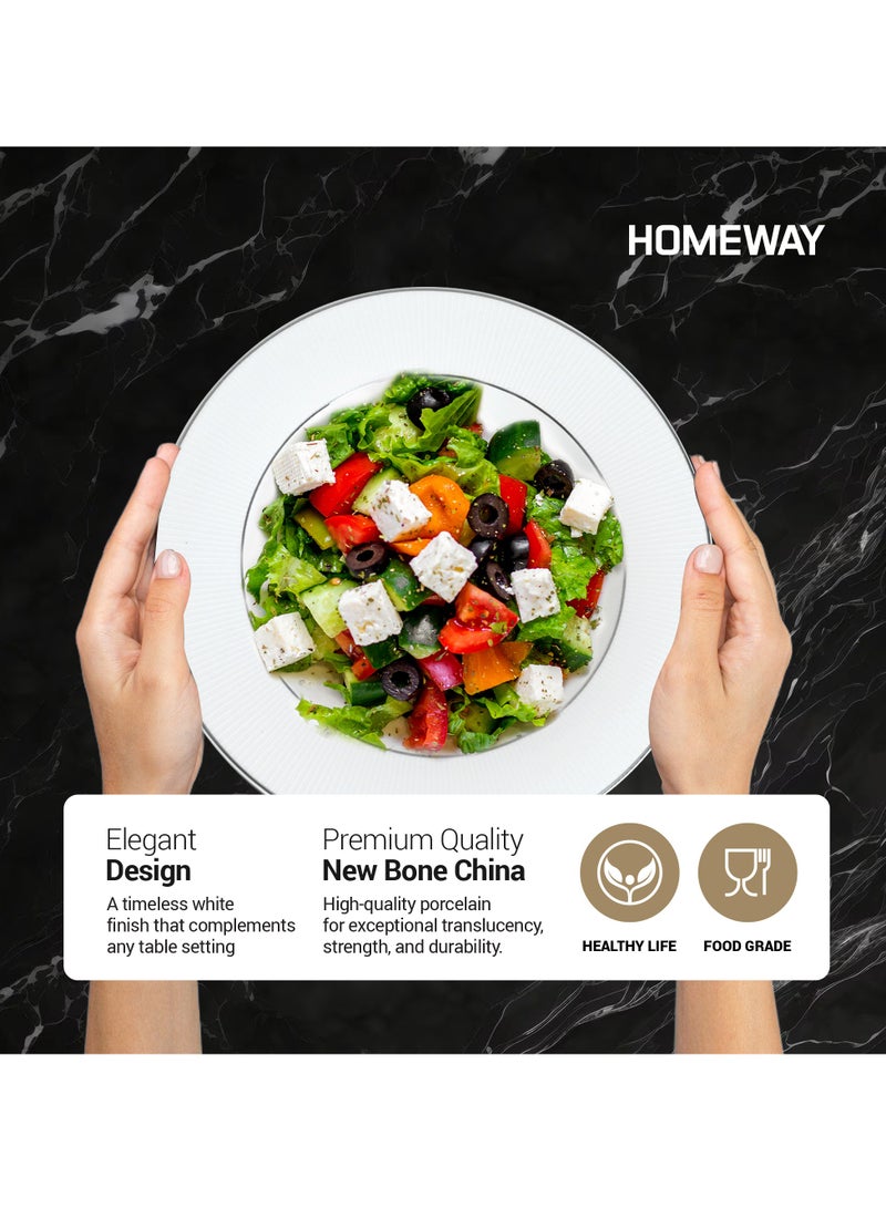 Homeway New Bone China 8.5" Soup Plate Set – Elegant White Dinnerware, Set of 4, Microwave & Dishwasher Safe - Image 4