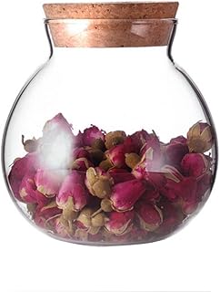 SYBL 1Pcs 500ml/17oz Clear Glass Bottles with Cork Stopper -Empty Refillable Round Food Flower Tea Candy Seasoning - Image 1