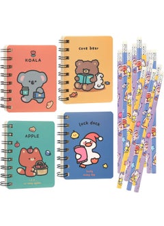 Mini Carton Notepads Pocket Notebooks Animal Pattern Kids Wooden Pencils Set with Rubber Eraser for Party Bag Fillers Favor or Filler Gift Great Stocking