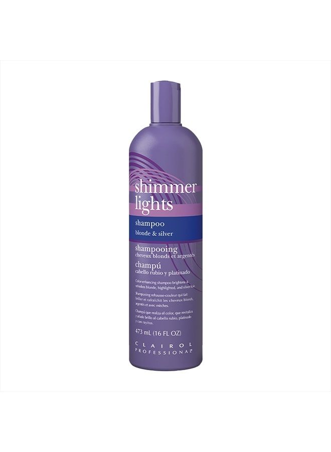 CLAIROL PROFESSIONAL Shimmer Lights Purple Shampoo, 16 fl. Oz | Neutralizes Brass & Yellow Tones | For Blonde, Silver, Gray & Highlighted Hair - Image 1