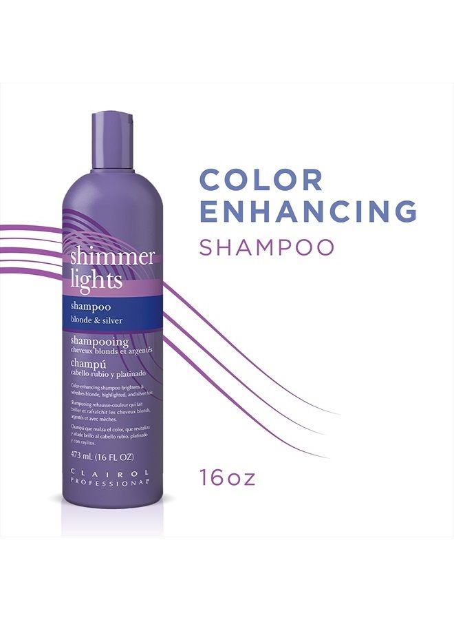 CLAIROL PROFESSIONAL Shimmer Lights Purple Shampoo, 16 fl. Oz | Neutralizes Brass & Yellow Tones | For Blonde, Silver, Gray & Highlighted Hair - Image 2