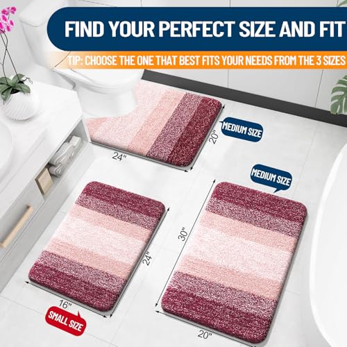 OLANLY Bathroom Rugs Mat 30x20, Extra Soft Absorbent Microfiber Bath Rugs, Rubber Backing, Quick Dry, Machine Washable Bath Mats for Bathroom Floor, Tub and Shower, Home Decor Accessories, Red - Image 2
