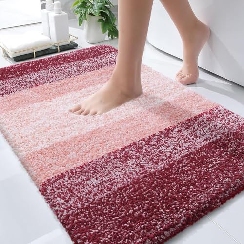 OLANLY Bathroom Rugs Mat 30x20, Extra Soft Absorbent Microfiber Bath Rugs, Rubber Backing, Quick Dry, Machine Washable Bath Mats for Bathroom Floor, Tub and Shower, Home Decor Accessories, Red - Image 1