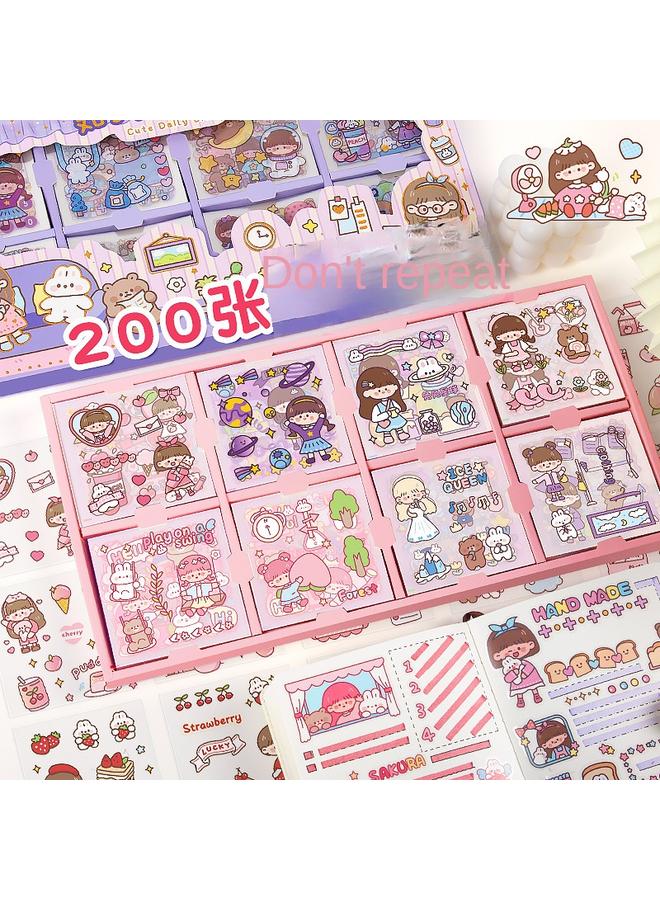 Bluejw Hand Account Sticker Suit Hand Account Sticker Material Gift Box Girl Children Cartoon Decorative Water Cup Sticker Cute Net - Image 3