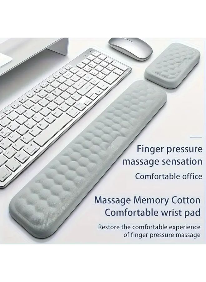 Gray Memory Foam Wrist Rest for Keyboard Ergonomic Office Desk Pad with Massage - Image 1