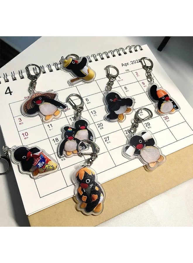 Generic Cartoon Anime Cute Penguin Key Chain Bag Pendant Gift Micro Landscape Decoration Ring Jewelry Frog Bear Acrylic Keychain-Color:A08-Ships From:CHINA  - Image 4