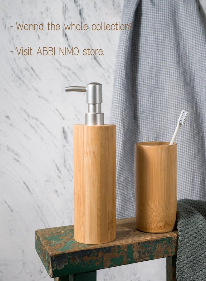 ABBI NIMO Natural Bamboo Liquid Soap Dispenser, 10 oz with Silver Plastic Pump, Refillable Hand Soap Dispenser for Bathroom or Kitchen - Image 5