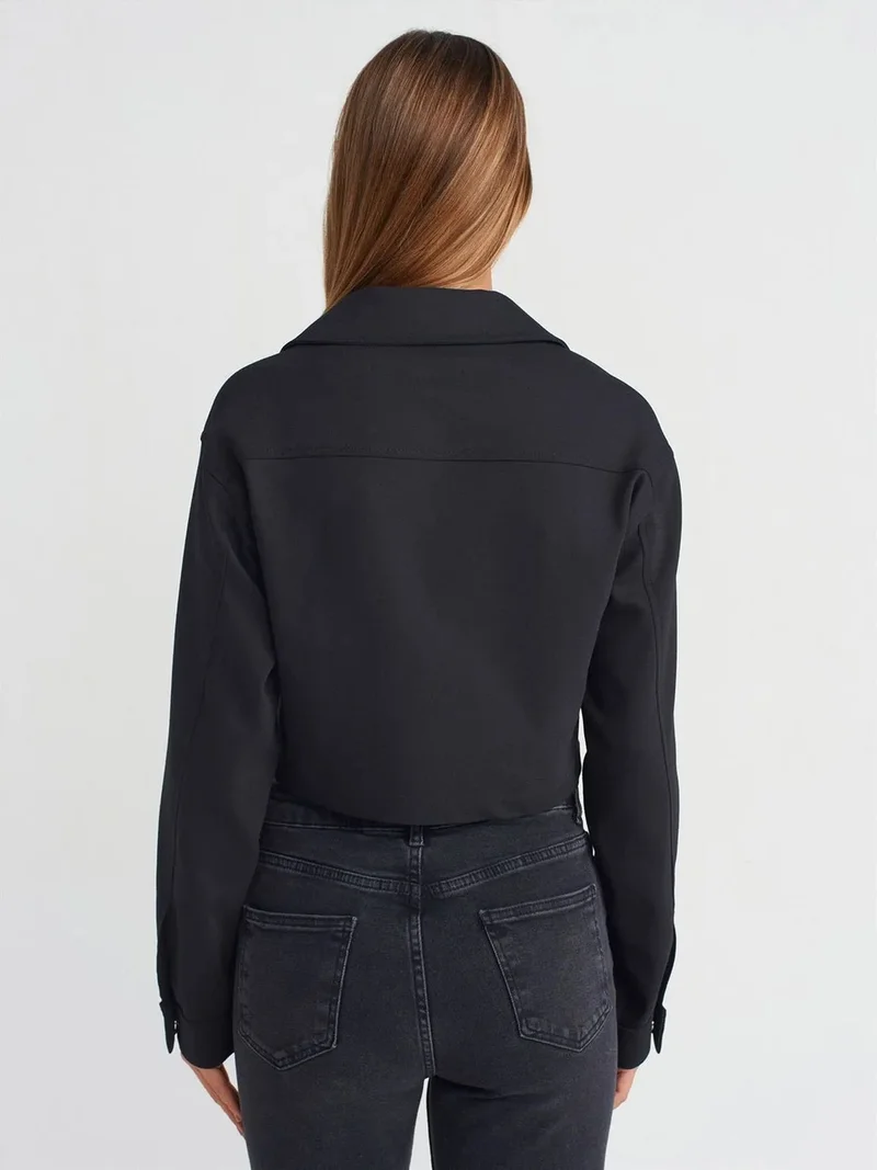 ديلفين Dilvin Women's Cropped Poplin Zip Jacket
