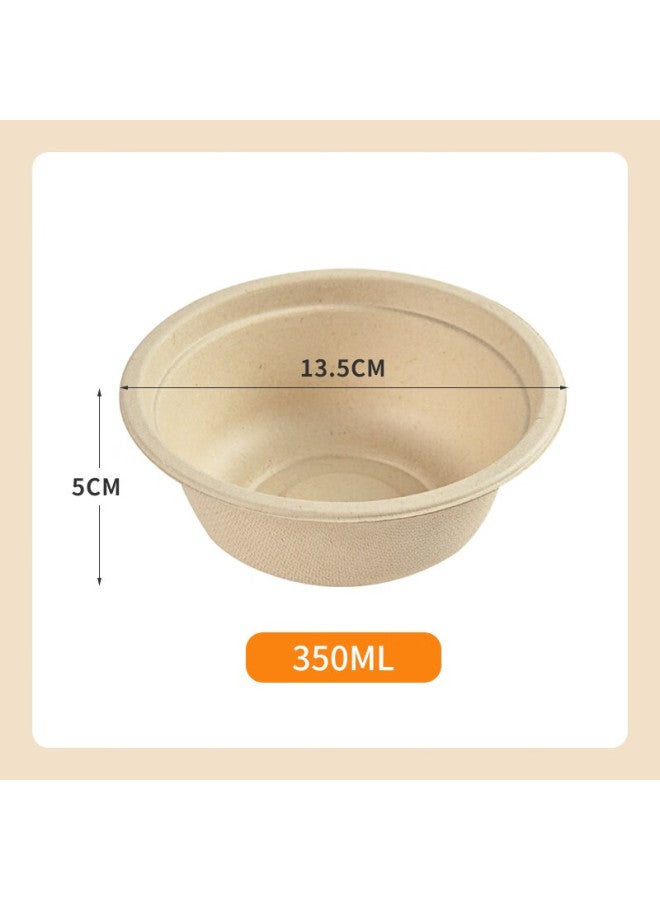 Temeiju Disposable Bowls And Tableware, Sugarcane Pulp Paper Plates, New Year Paper Bowls, Thickened Natural Color Biodegradable Paper Bowls, 20 Pieces, 350 Model - Image 2
