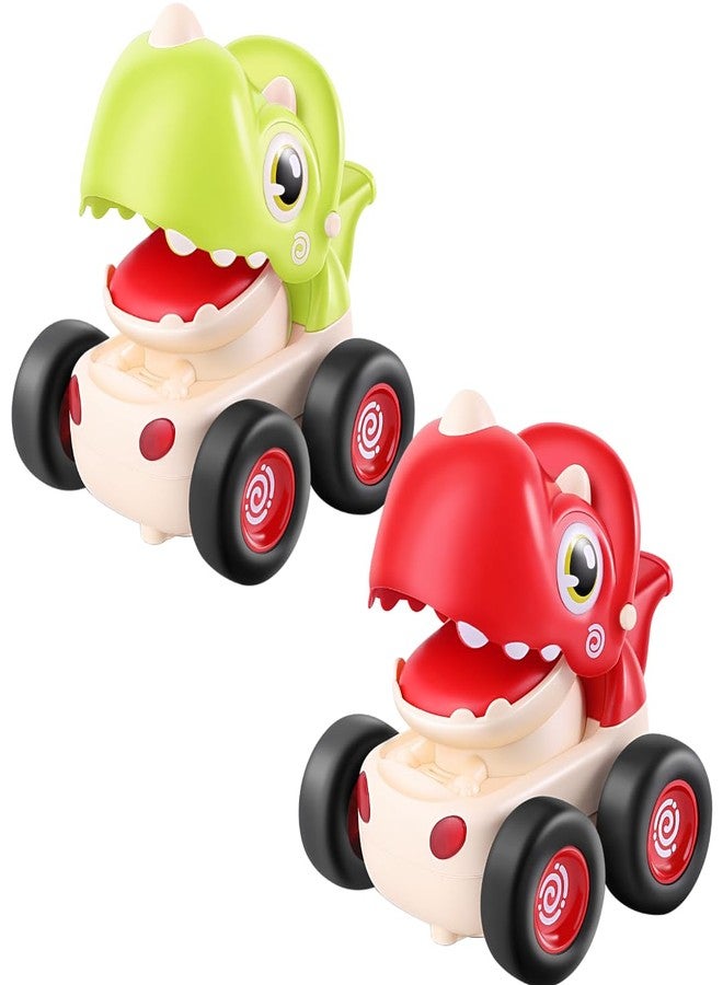Storio Set of 2 Dinosaur Car Toys for Toddlers 1-3 Years | Baby Dino Press & Go Whistle Cars | Friction Powered Push Toy Vehicles for Kids | Fun Infant Racing Toy | Birthday Gift for Boys & Girls