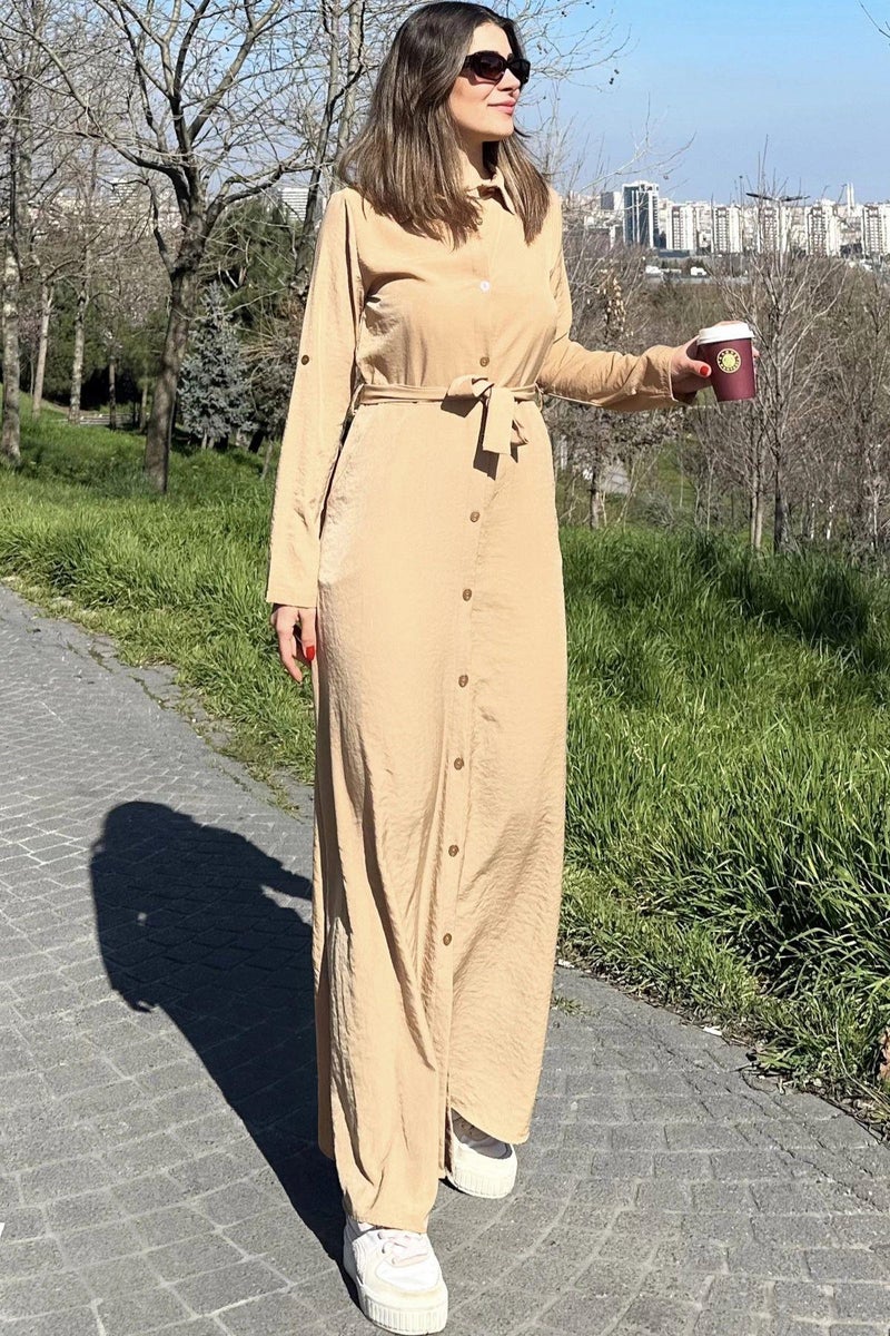 Weshaya فستان نسائي بيج - Image 4