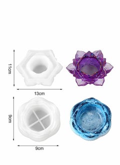 Excefore 2 Pcs Lotus Tealight Candles Holders Flower Epoxy Resin Casting Moulds Candlestick Epoxy Silicone Mould for Making Candle Holder Tea Light Holder Jewelry Box  - Image 3