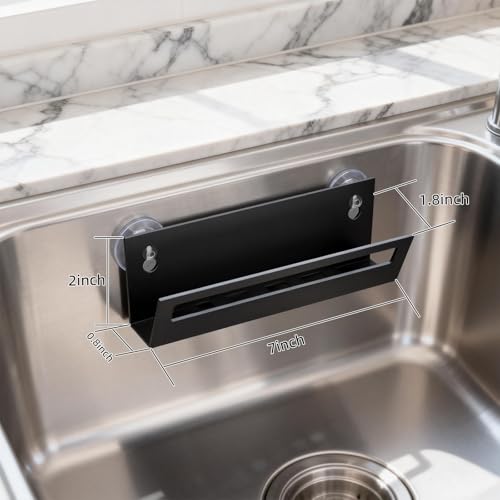 Epicano Sponge Holder for Kitchen Sink with Suction Cups & Adhesive Hook, Rustproof In-Sink Sponge Holder, Space-Saving Wall Hanging Sink Caddy Organizer Rack - Sponge, Dish Cloth, Brush - Stainless Steel - Image 4