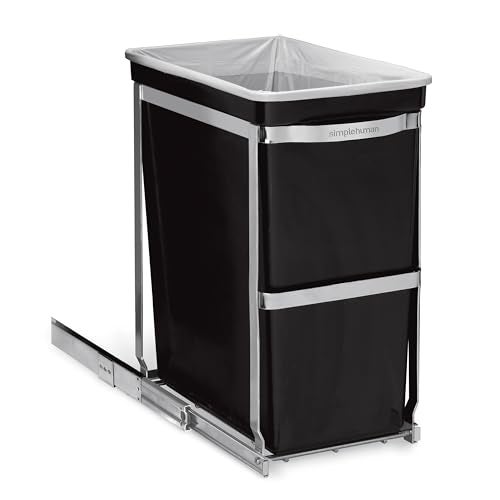 simplehuman سلة مهملات تحت كونتر المطبخ بسعة 30 لتر / 8 جالون من سيمبل هيومن، إطار فولاذي ثقيل - Image 1