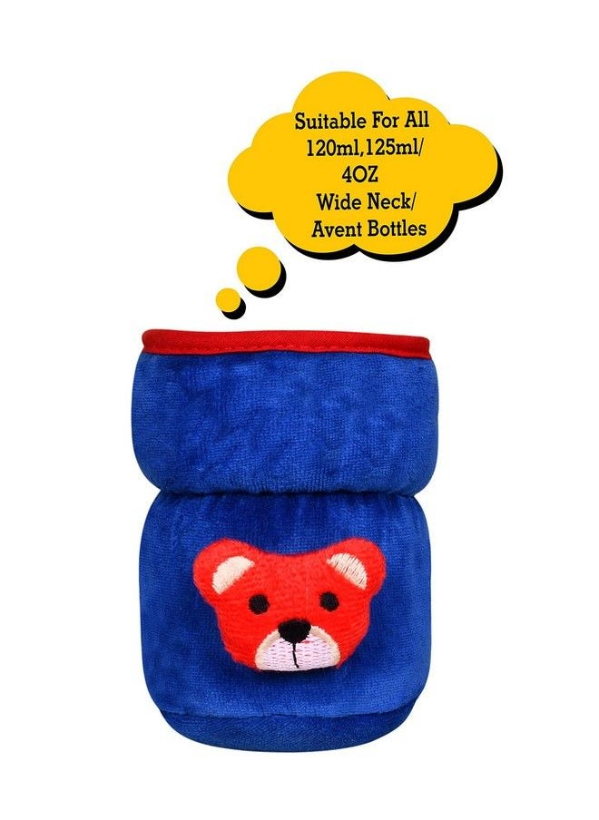The Little Lookers - For Philips Avent;Wide Neck Feeders Soft Plush Stretchable Baby Feeding Bottle Cover With Easy To Hold Strap (Royal Blue Wide Neck 125Ml;4Oz) - Image 1