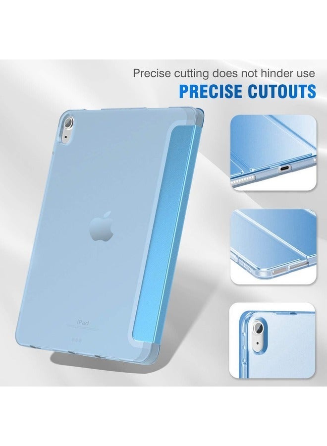 ELTRAZONE Sky Blue Trifold Stand Case for iPad Air (13-inch, M2 2024) & iPad Pro 12.9-inch (4th/5th/6th Gen) with Pencil Holder - Image 3