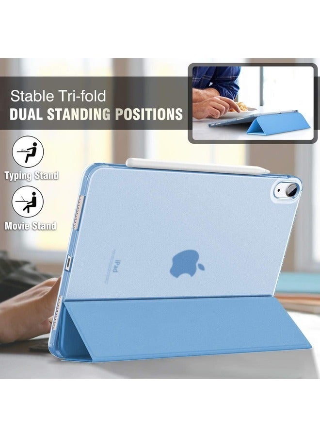ELTRAZONE Sky Blue Trifold Stand Case for iPad Air (13-inch, M2 2024) & iPad Pro 12.9-inch (4th/5th/6th Gen) with Pencil Holder - Image 4