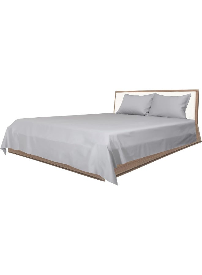 Hotel Linen Klub Hotel Linen Klub 2-Piece Single Bed Sheet Set - 1 Bed Sheet + 1 Pillowcase, 100% Cotton, 250TC, Silver  - Image 2