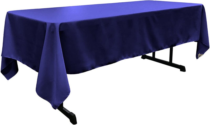 LA Linen Polyester Poplin Washable Rectangular Tablecloth Stain and Wrinkle Resistant Table Cover 60x102 Fabric Table Cloth for Dinning Kitchen Party Holiday 60 by 102Inch Royal Blue