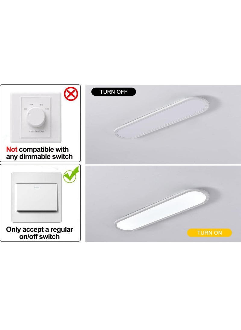 Ganeed 70cm LED Ceiling Light,Full Spectrum Linear Ceiling Lamps,6500K Cool White Modern Ultra Thin Low Profile Light Fixture for Bedroom Kitchen Study Room Hallway,White/36W  - Image 4
