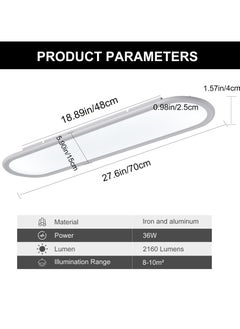 Ganeed 70cm LED Ceiling Light,Full Spectrum Linear Ceiling Lamps,6500K Cool White Modern Ultra Thin Low Profile Light Fixture for Bedroom Kitchen Study Room Hallway,White/36W  - Image 3