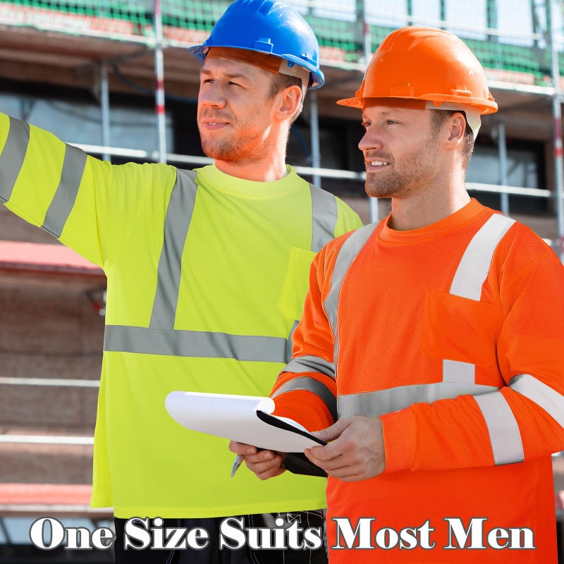 Amylove 4 Pcs Long Sleeve Safety Shirt High Visibility Reflective Construction Work Shirts for Men Women(XL,Yellow, Orange, Black, Blue) - Image 5