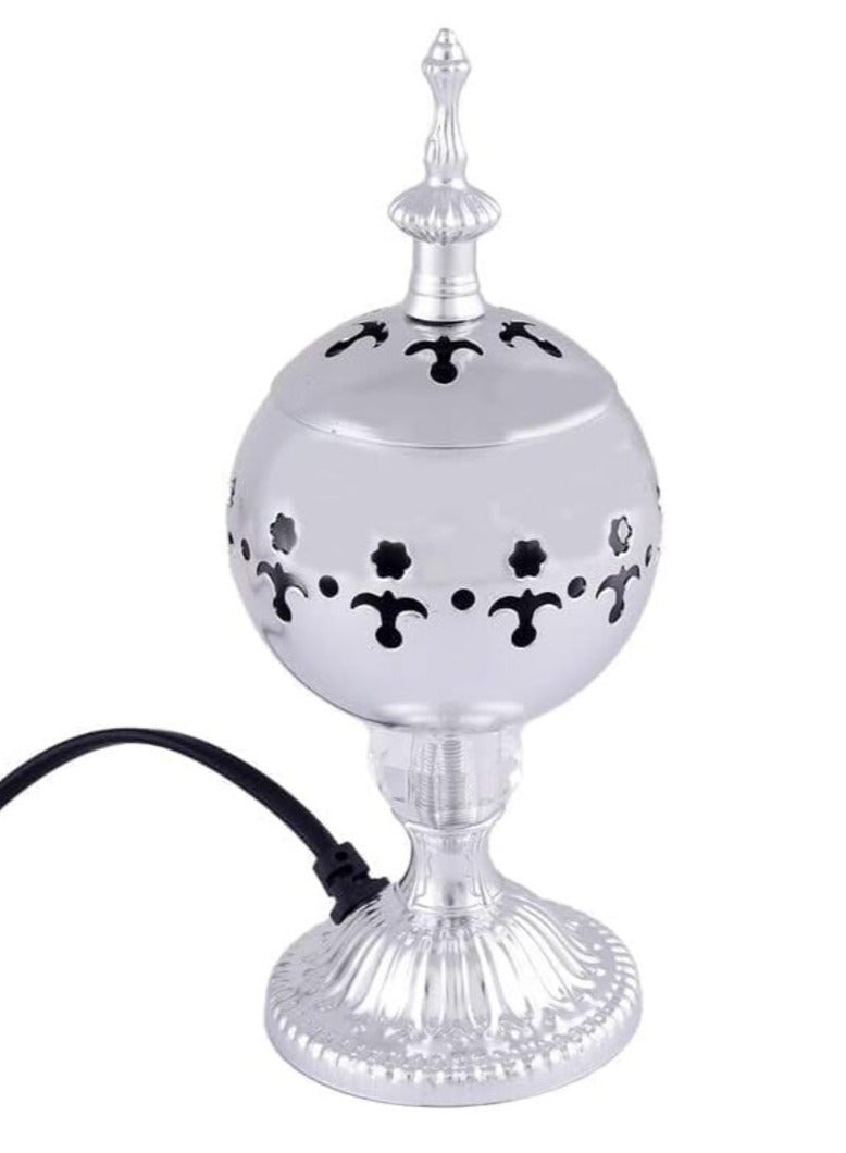 Luxury metal electric incense burner for room, home and office decor, silver color - Image 1
