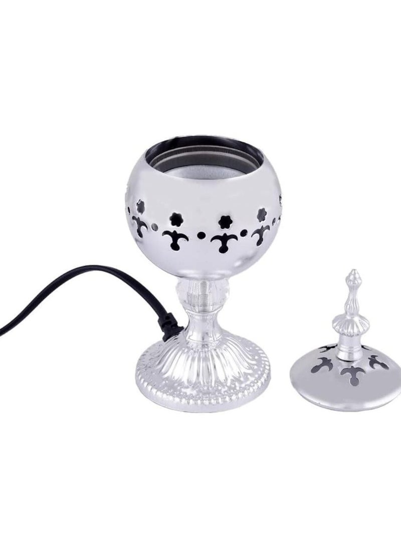 Luxury metal electric incense burner for room, home and office decor, silver color - Image 2