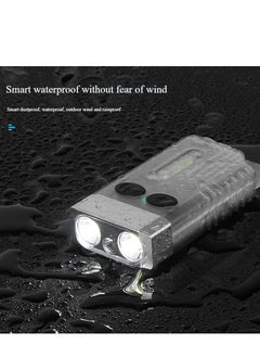 Generic Small Powerful Flashlight 1000LM with Red Blue Warm Light, 80dB Buzzer - Mini Keychain Pocket Rechargeable LED Flashlights USB EDC Clip Flash Light  - Image 3