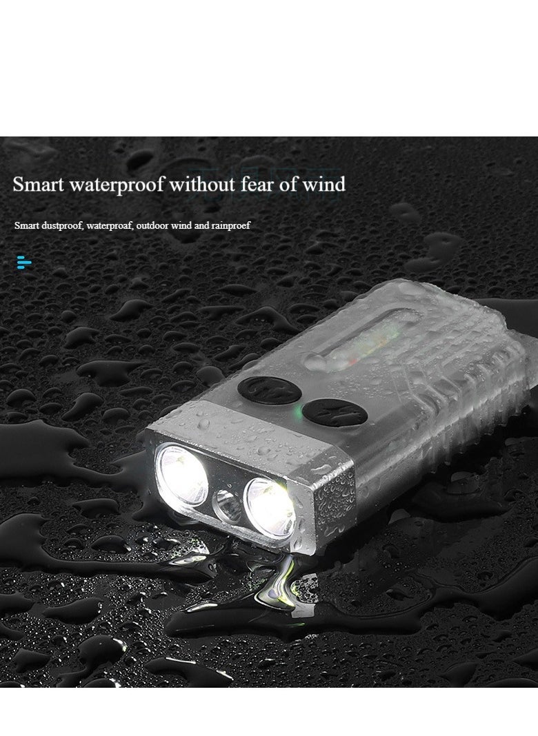Generic - Small Powerful Flashlight 1000LM with Red Blue Warm Light, 80dB Buzzer - Mini Keychain Pocket Rechargeable LED Flashlights USB EDC Clip Flash Light - Image 1