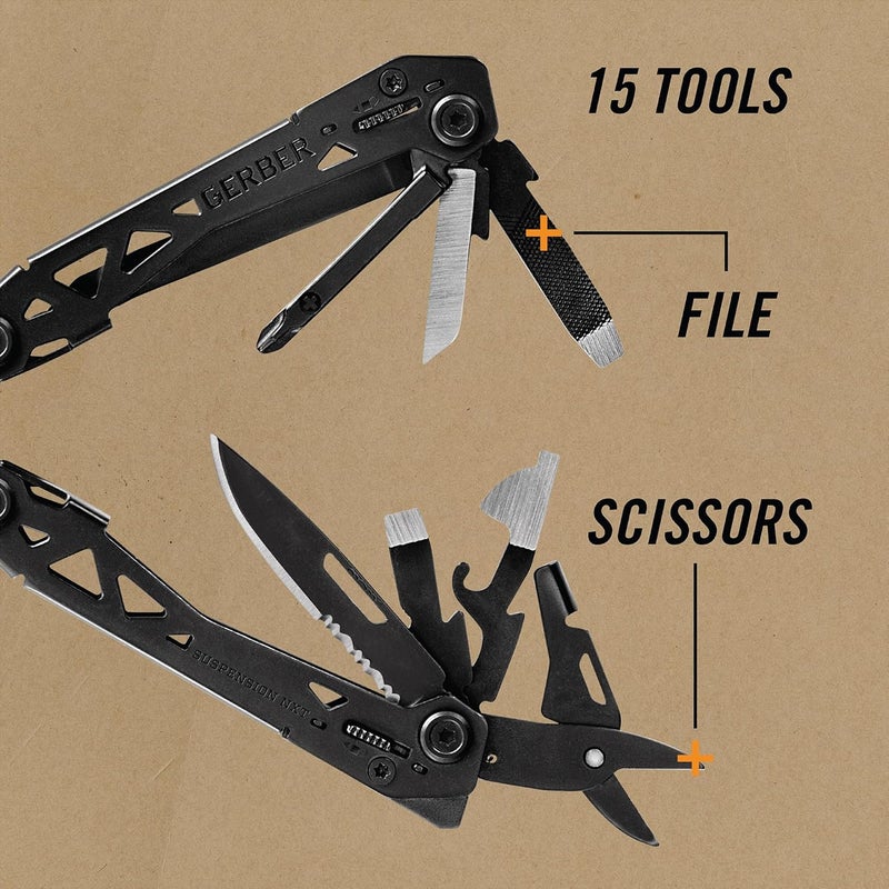 Gerber أداة متعددة الاستخدامات NXT EDC 15 في 1، سكين جيب، كماشة ذات أنف إبرة ومجرد سلك للتخييم والبقاء، أسود - Image 4