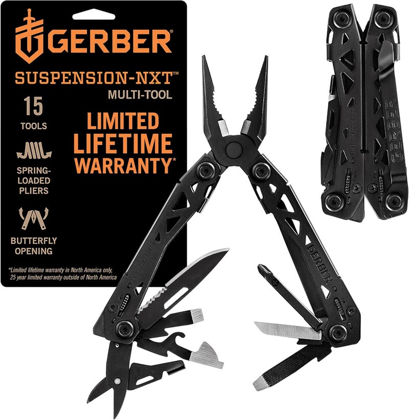 Gerber أداة متعددة الاستخدامات NXT EDC 15 في 1، سكين جيب، كماشة ذات أنف إبرة ومجرد سلك للتخييم والبقاء، أسود - Image 1
