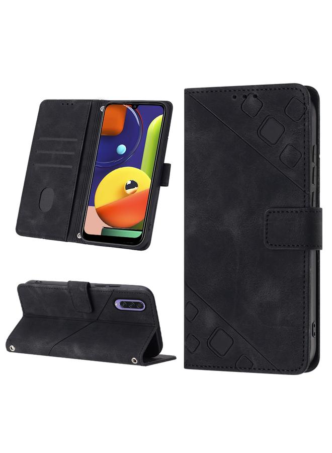 S-TOP Case For Samsung Galaxy A50 / A30s / A50s Skin-feel Embossed Leather Phone Case - Image 1