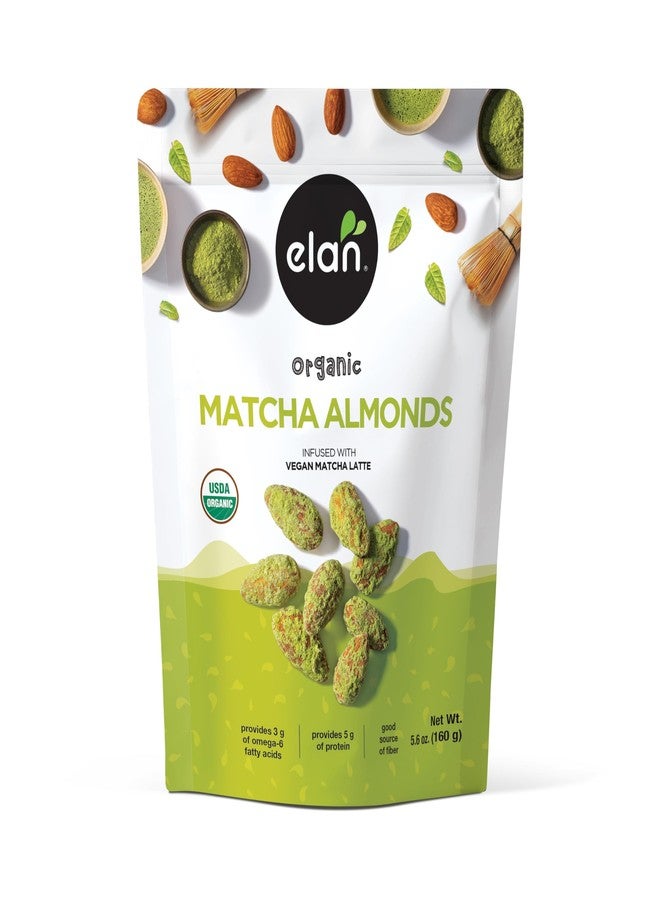 Elan Organic Matcha Almonds, 5.6 oz, Non-GMO, Gluten-Free, Vegan, Kosher, Superfood Infused Nuts (Roasted Almonds, Coconut, Matcha Green Tea Powder), Source of Antioxidants (Vitamin A) - Image 1