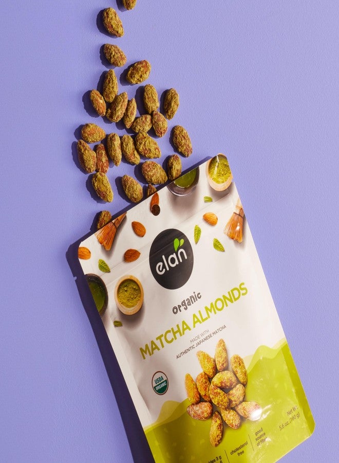 Elan Organic Matcha Almonds, 5.6 oz, Non-GMO, Gluten-Free, Vegan, Kosher, Superfood Infused Nuts (Roasted Almonds, Coconut, Matcha Green Tea Powder), Source of Antioxidants (Vitamin A) - Image 2