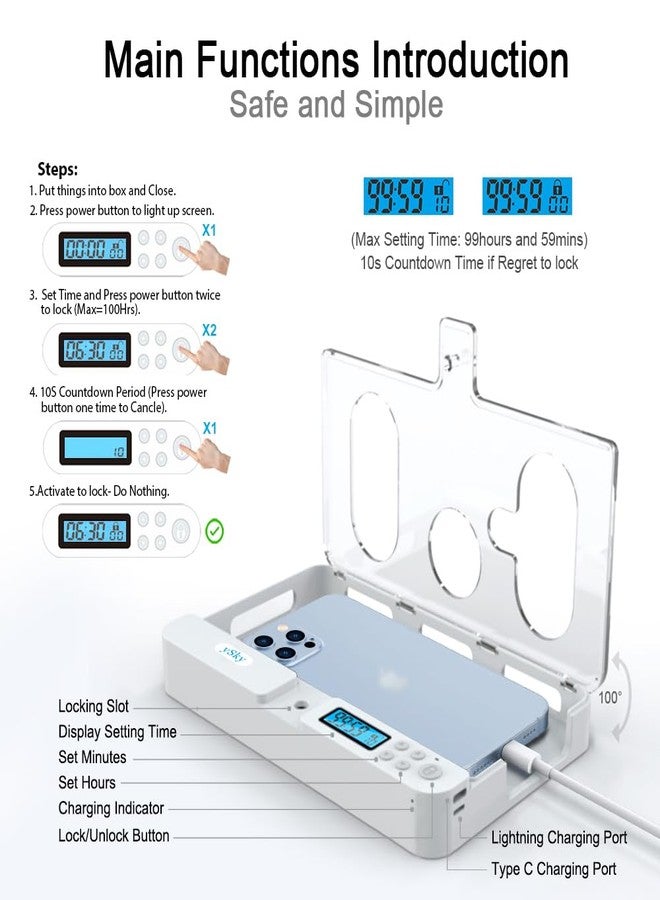 ySky Portable Phone Lock Box with Timer for iPhone and Android Phones, Self-Control Timed Phone Jail Locker to Help Kids,Students, Adults Focus Back, Unplug from Phones Boost Your Mental Wellness - Image 4