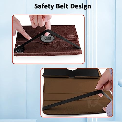 TGK Rotating Cover for iPad Pro 12.9 inch 6th Gen (2022) Brown 360 Degree Leather Stand Case - Image 5