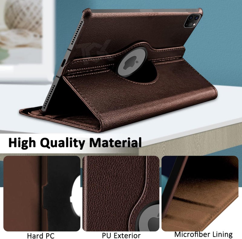 TGK Rotating Cover for iPad Pro 12.9 inch 6th Gen (2022) Brown 360 Degree Leather Stand Case - Image 2