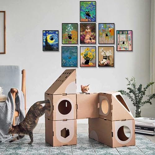 LOARTVE 9Pcs Funny Black Cat Wall Art Cats in Famous Paintings Posters Prints Vintage Gallery Wall Decor Pictures Eclectic Cute Preppy Aesthetic Room Decor,Unframed - Image 2