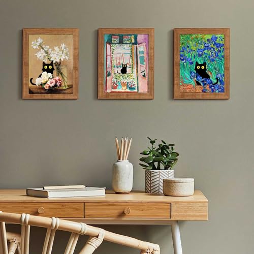 LOARTVE 9Pcs Funny Black Cat Wall Art Cats in Famous Paintings Posters Prints Vintage Gallery Wall Decor Pictures Eclectic Cute Preppy Aesthetic Room Decor,Unframed - Image 5