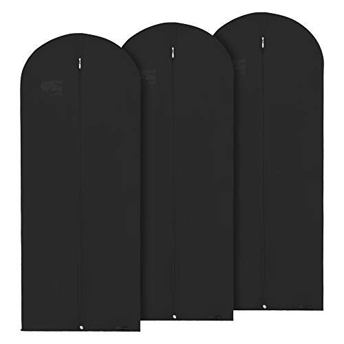 HANGERWORLD 60" Dress Bag, Garment Bags for Storage Hanging Clothes Suit Cover (3, Black) - Image 1