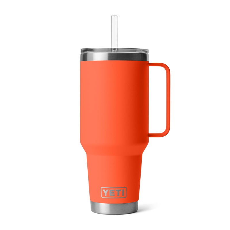 YETI Rambler 42 oz Tumbler with Handle and Straw Lid, Travel Mug Water Tumbler, Vacuum Insulated Cup with Handle, Stainless Steel, Papaya - Image 1