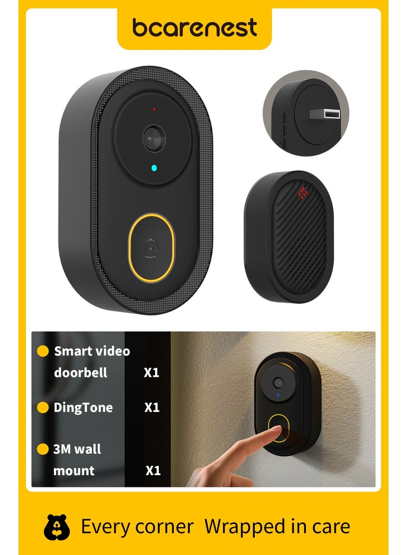 Bcarenest Smart wireless doorbell, APP control, IP65 waterproof, built-in lithium battery. Features include night mode, real-time voice changer, free cloud storage, and ultra-long standby time. - Image 1