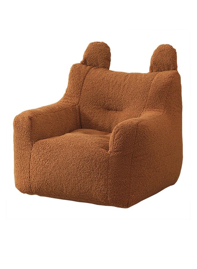 Bean Bag Chair Cover(No Filler), Premium Soft Teddy Fleece Fabric Lazy Sofa Bean Bag Cover for Kids Adults, Washable,Light Brown,90x50x70cm  - Image 1
