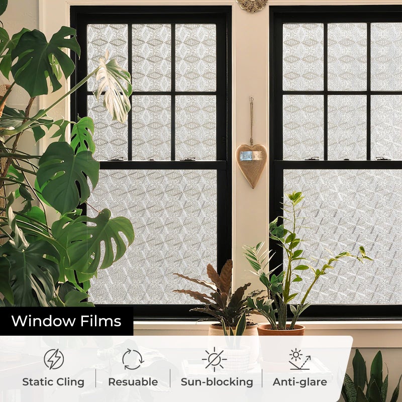 ADD.HERES 3D Stained Glass Window Film, Decorative Window Privacy Film for Bathroom, Front Door, Home, Sun Blocking Heat Control, Static Cling, Diamond-Shaped Flower, 23.6inch x 35.4inch - Image 4