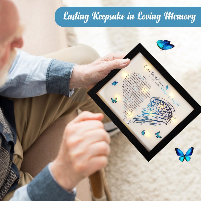 Fabuday Memorial Gifts LED Shadow Box - Sympathy Gift in Memory of Loved One Gifts, Rememberance Gift for Loss of Mother Father Mom Dad, Funeral Condolences Bereavement Grief Gifts,Angel Wings - Image 3