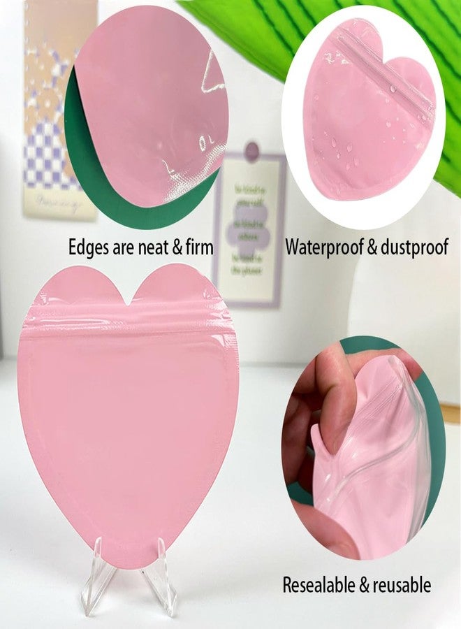 SCORYULE 100 PCS Heart-Shaped Jewelry Bags Clear Resealable Packaging Bags for Small Business Supplies Cute Small Plastic Color Ziplock Baggies for Earring Jewelry Small Trinkets Party Favors - Image 3