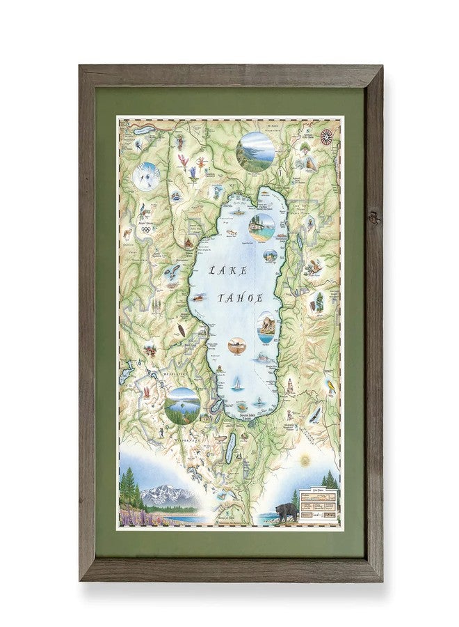 Xplorer Maps Lake Tahoe Map Poster - 18x24 Vintage-Style Lithographic Print with Soy-Based Inks - Made in USA - Image 2