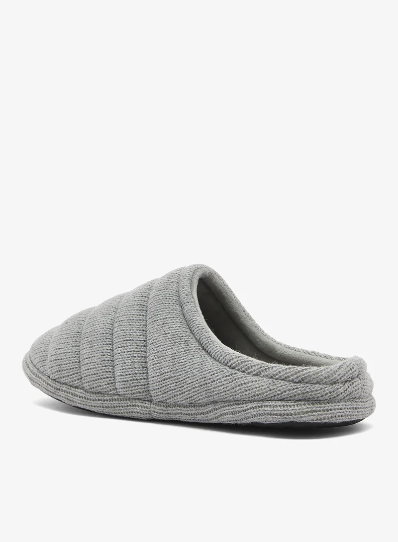 BRAVE SOUL MENS GREY KNITTED QUILTED SLIPPER
