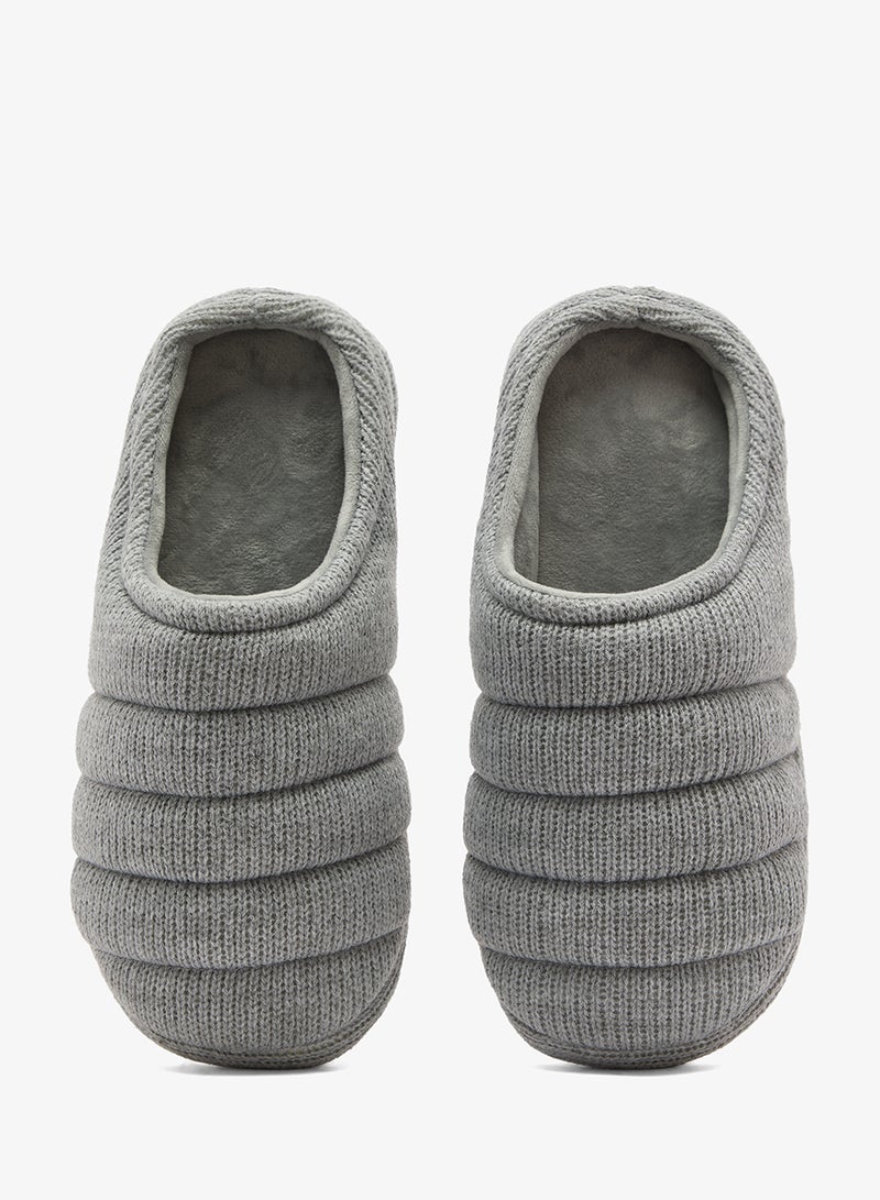 BRAVE SOUL MENS GREY KNITTED QUILTED SLIPPER - Image 4